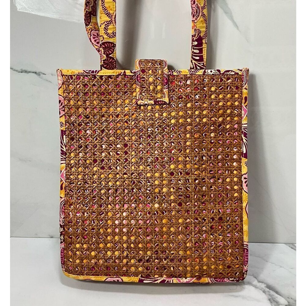 VERA BRADLEY Tiki Wicker Tote Bag Shoulder Purse - Picture 4 of 7